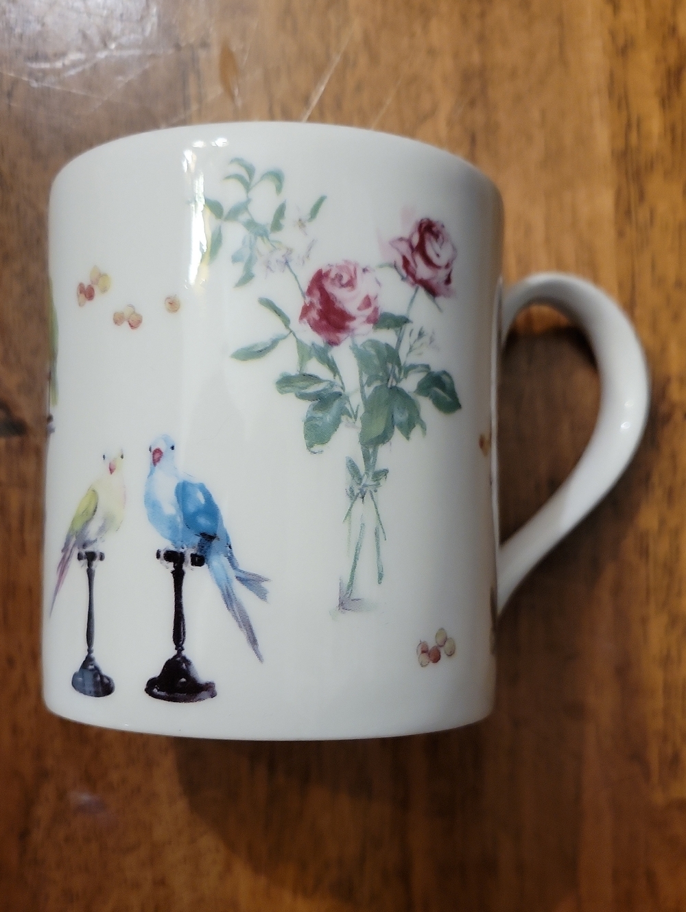 Roy Kirkham Perroquet Bird & Rose Floral Fine China Petite Mug